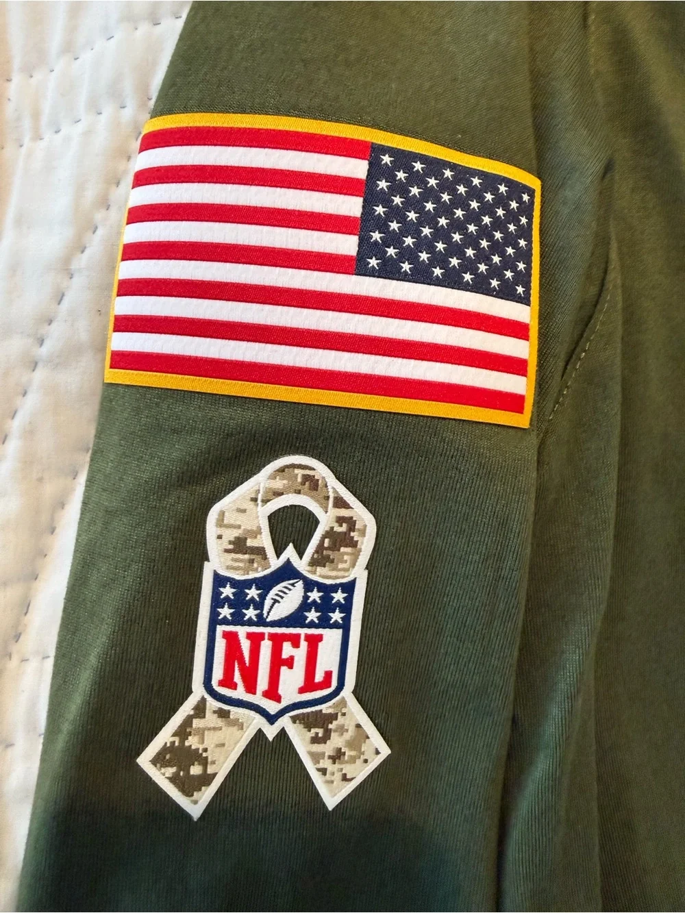 Nike NFL Olive Green Long Sleeve Pittsburgh Steelers USA Logo Tee